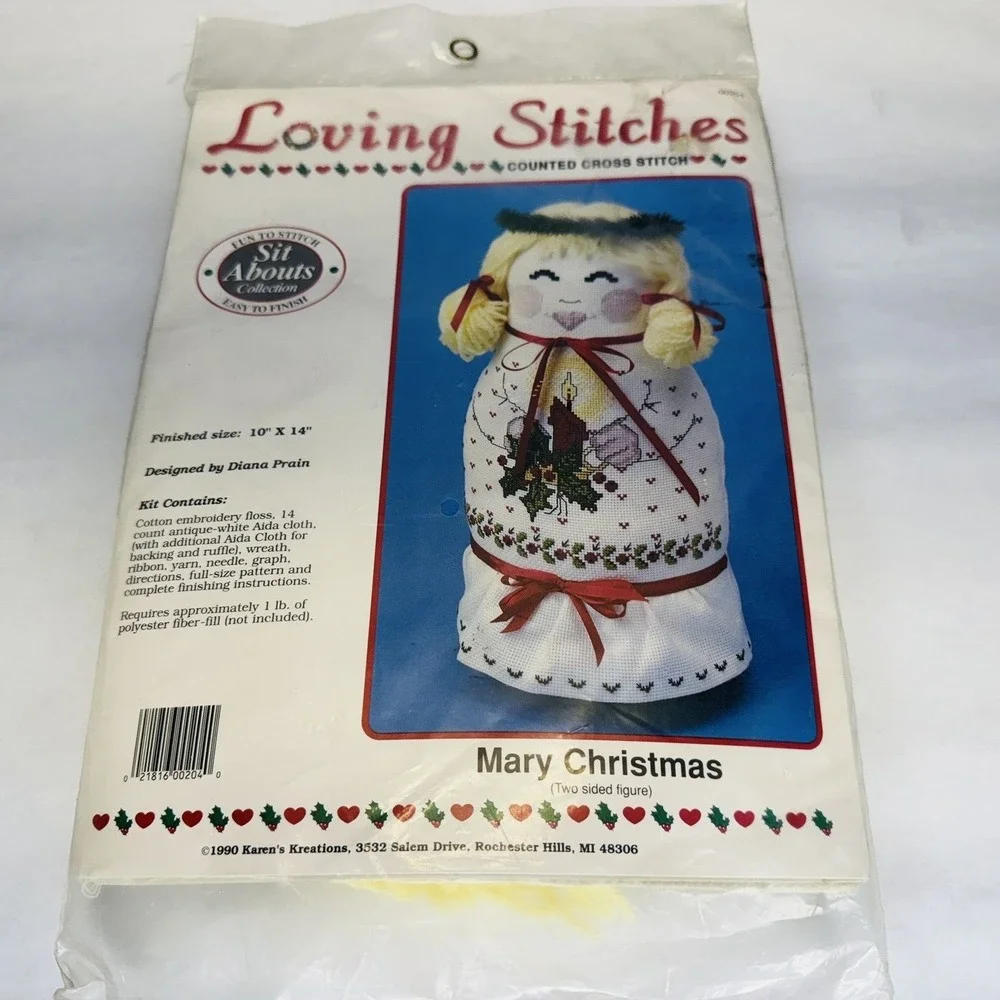 Loving‎ Stitches Cross Stitch Kit MARY CHRISTMAS 2-sided Figure 1990 Kit 10